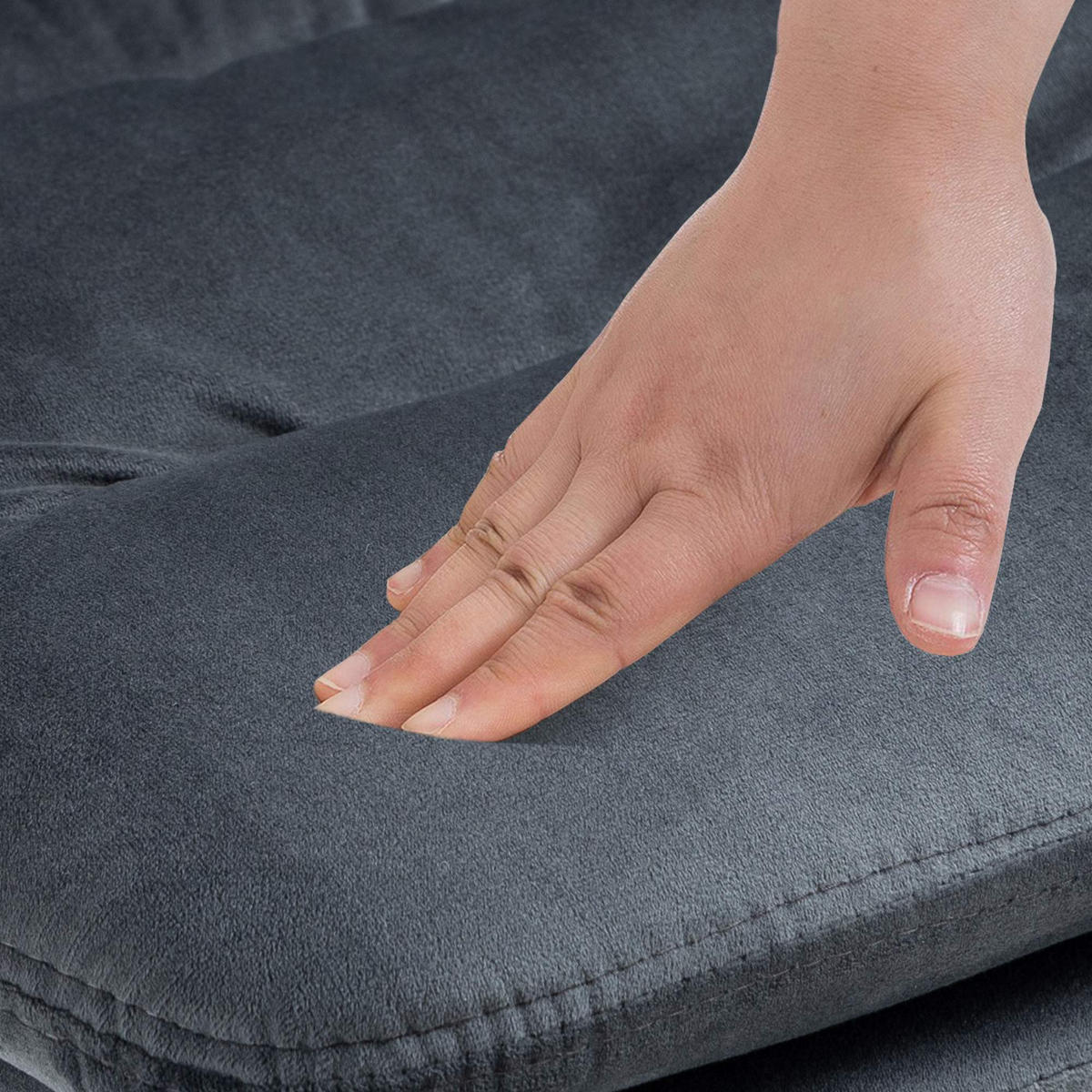BARHOCKER Samt dunkelgrau - Dunkelgrau/Weiß, Textil/Metall (42/94/56cm) - CLP