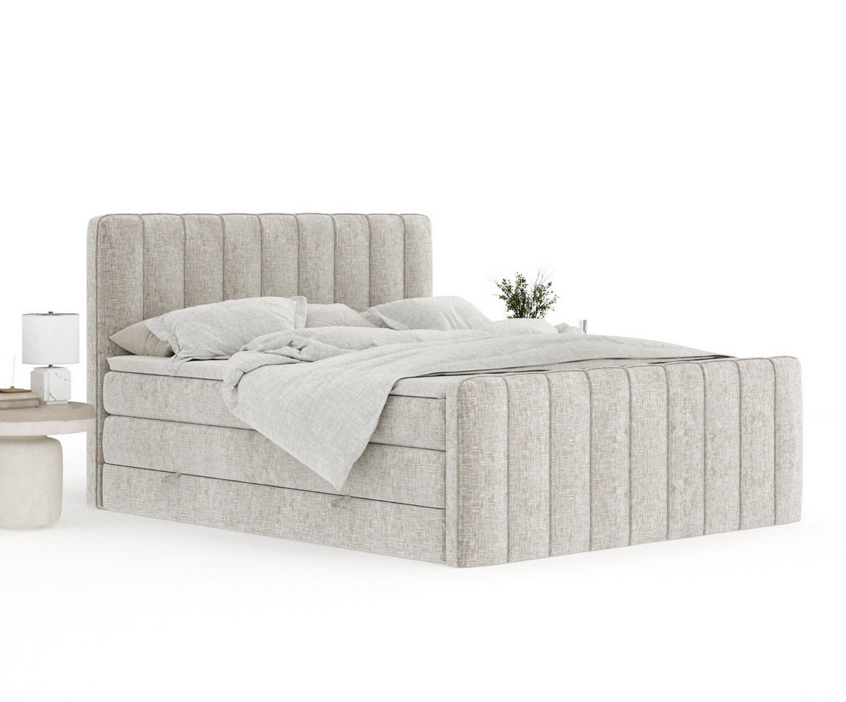 BOXSPRINGBETT Novara Beige 140/200 cm - Beige/Schwarz, Holz/Holzwerkstoff (140/200cm) - Maison de Reve