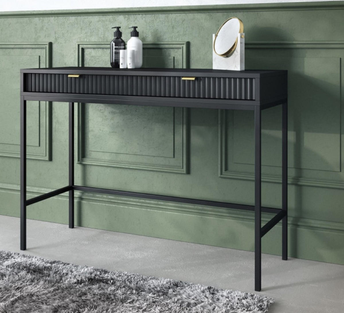 KONSOLENTISCH Schwarz NEW Schwarz Mit Metallgestell - Schwarz, Holzwerkstoff (50/50/77cm) - Sepro Meble