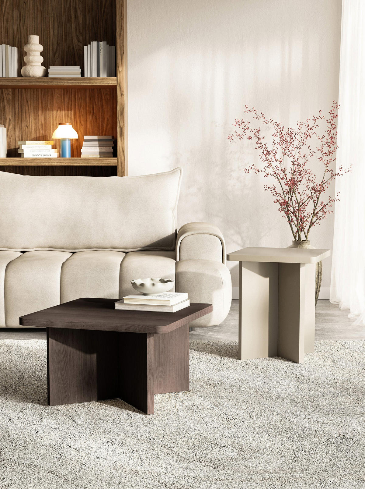 COUCHTISCH Qubeo kaschmirgrau 42 cm - Taupe, Holzwerkstoff (42/42/50cm) - Selsey