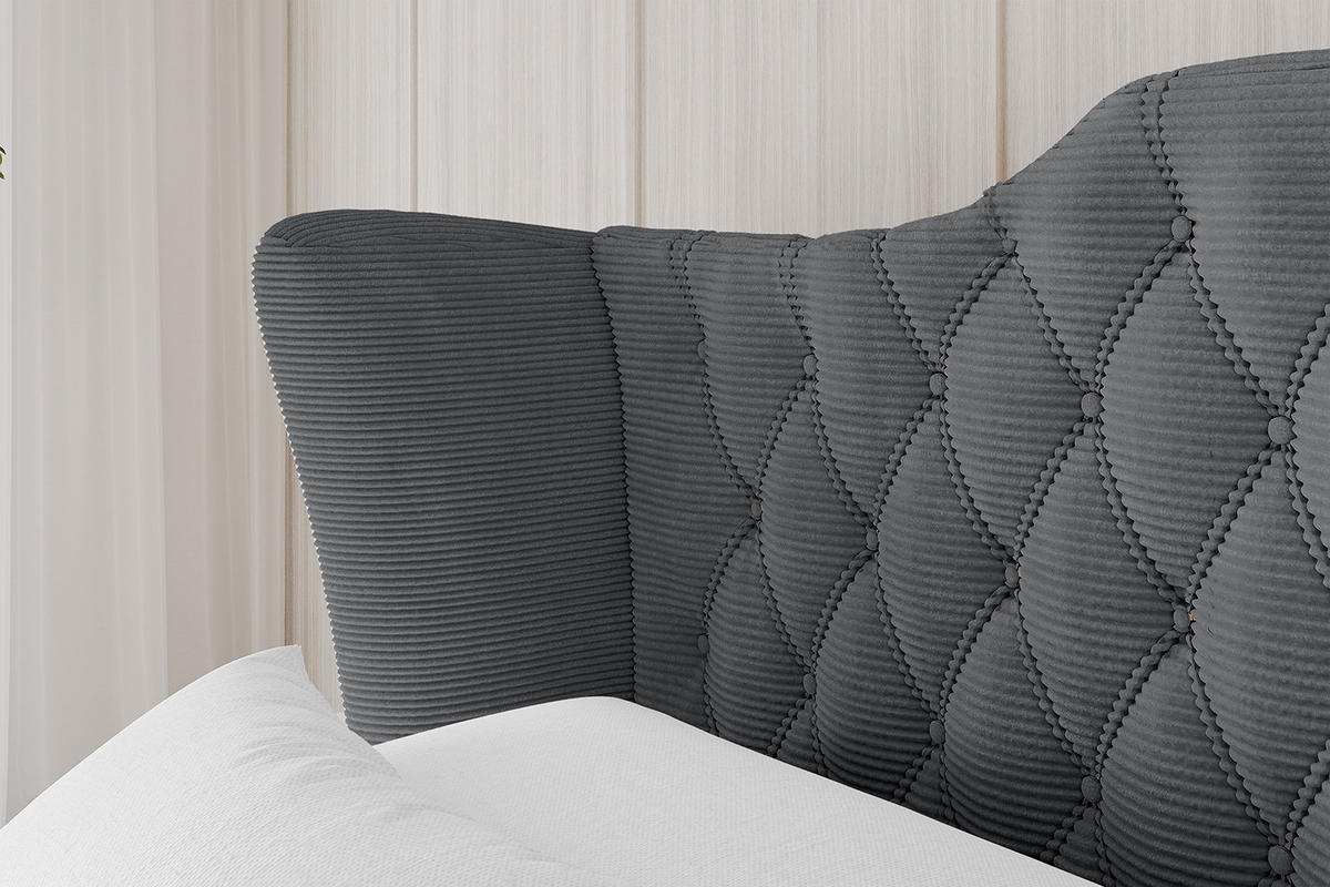 POLSTERBETT mit Bettkasten und Lattenrost, Boxbett ohne Matratze - ZORAN 180x200 Dunkelgrau - Anthrazit, Holzwerkstoff/Textil (180/200cm) - ALTDECOR