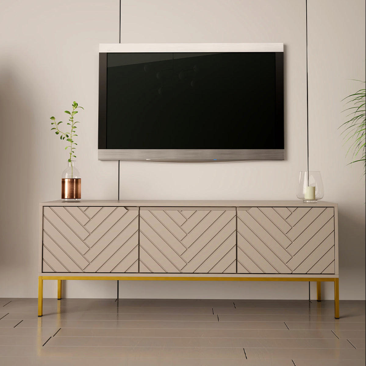 TV-MÖBEL Daria Kaschmir - Beige, Holzwerkstoff (151/77/39cm) - Petits-meubles