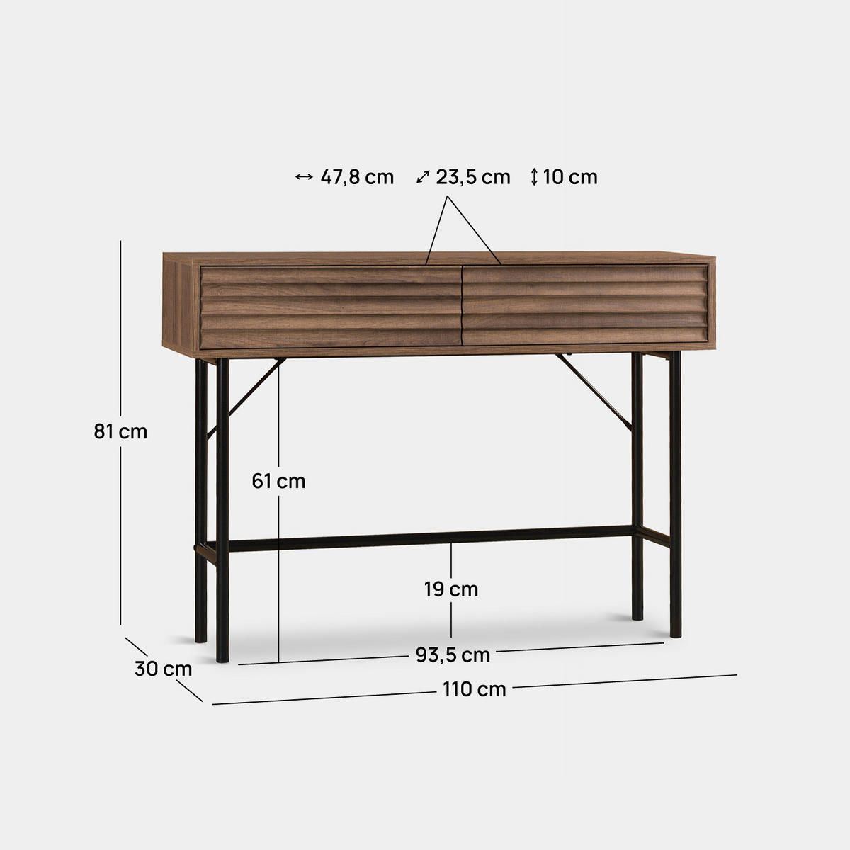 KONSOLENTISCH Evoke Walnuss 110 cm x 81 cm - Walnussfarben, Holzwerkstoff (30/110/81cm) - Klast Home