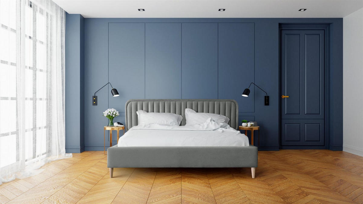 POLSTERBETT Miami In Riviera - Grau, Holzwerkstoff/Textil (180/200cm) - Fun Möbel