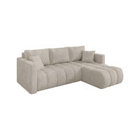 ROHOVÁ SEDAČKA s funkcí spaní, otoman vpravo GARD-L 226x146x85 krémová manšestr - černá/krémová, kompozitní dřevo/textil (226/146cm) - ALTDECOR