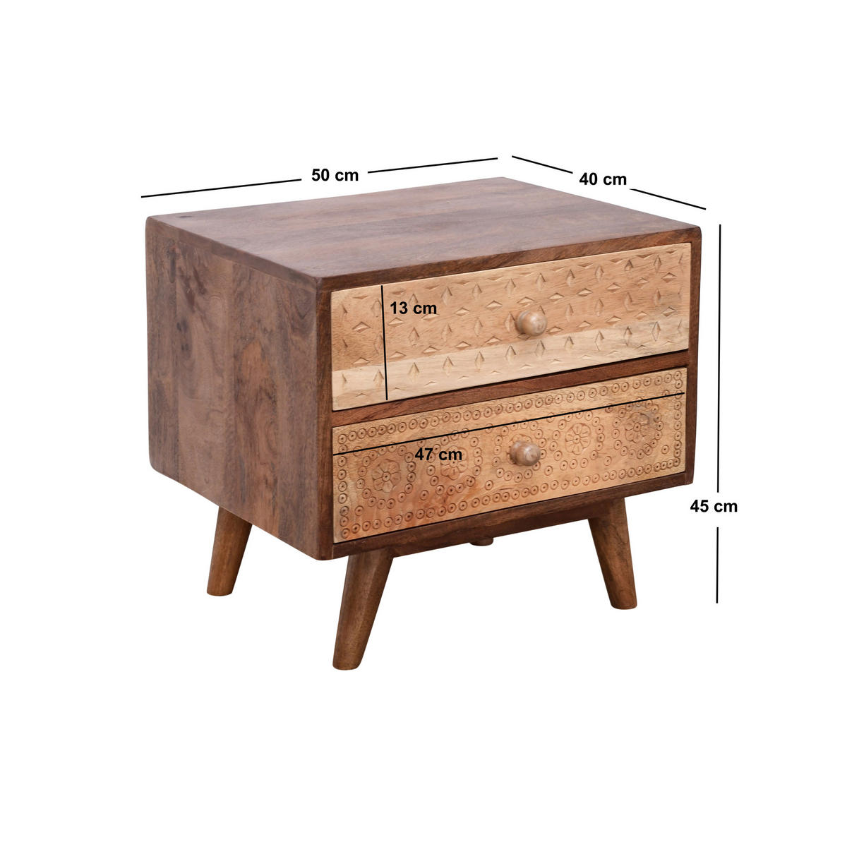 NACHTTISCH Rechteckig Braun 50 x 40 x 45 cm - Braun, Holz (50/45/40cm) - Nordlys