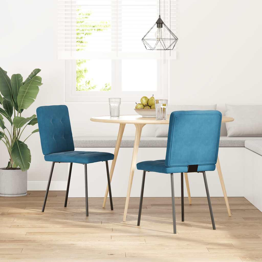 ESSZIMMERSTÜHLE 2 Stk. Blau Samt 45*54*83cm - Blau, Metall (45/83/54cm) - ZMH