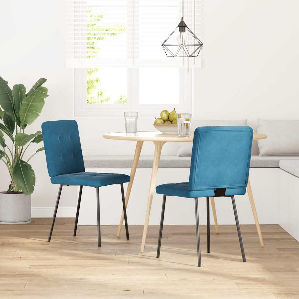 ESSZIMMERSTÜHLE 2 Stk. Blau Samt 45*54*83cm - Blau, Metall (45/83/54cm) - ZMH