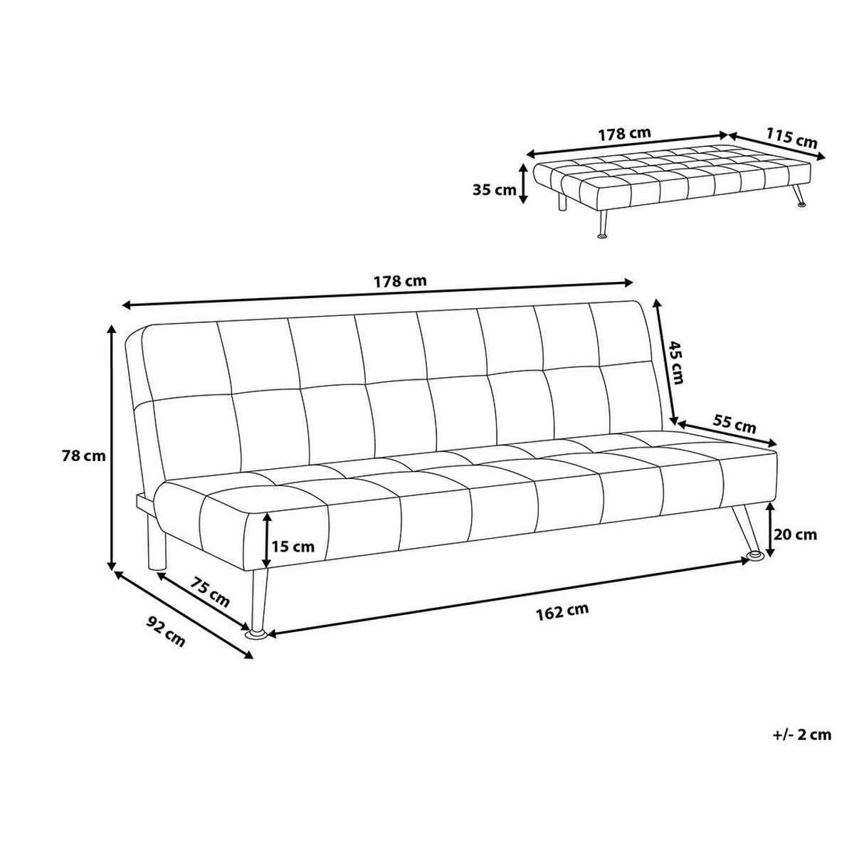 3-SITZER-SCHLAFSOFA Samtstoff Grau Olsker - Hellgrau, Textil (178/78/92cm) - Beliani