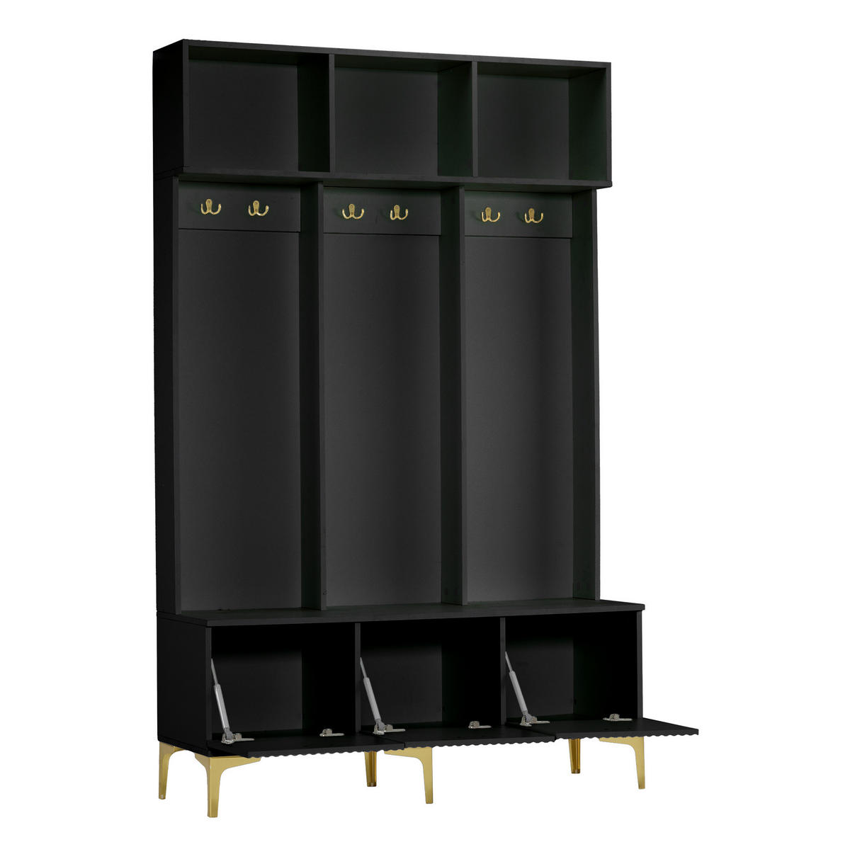 GARDEROBE mit Türen und Schubladen, skandinavische Holzoptik, 120/40/80 cm, Schwarz - Schwarz, Holzwerkstoff (120/191.5/23.5cm) - Redom