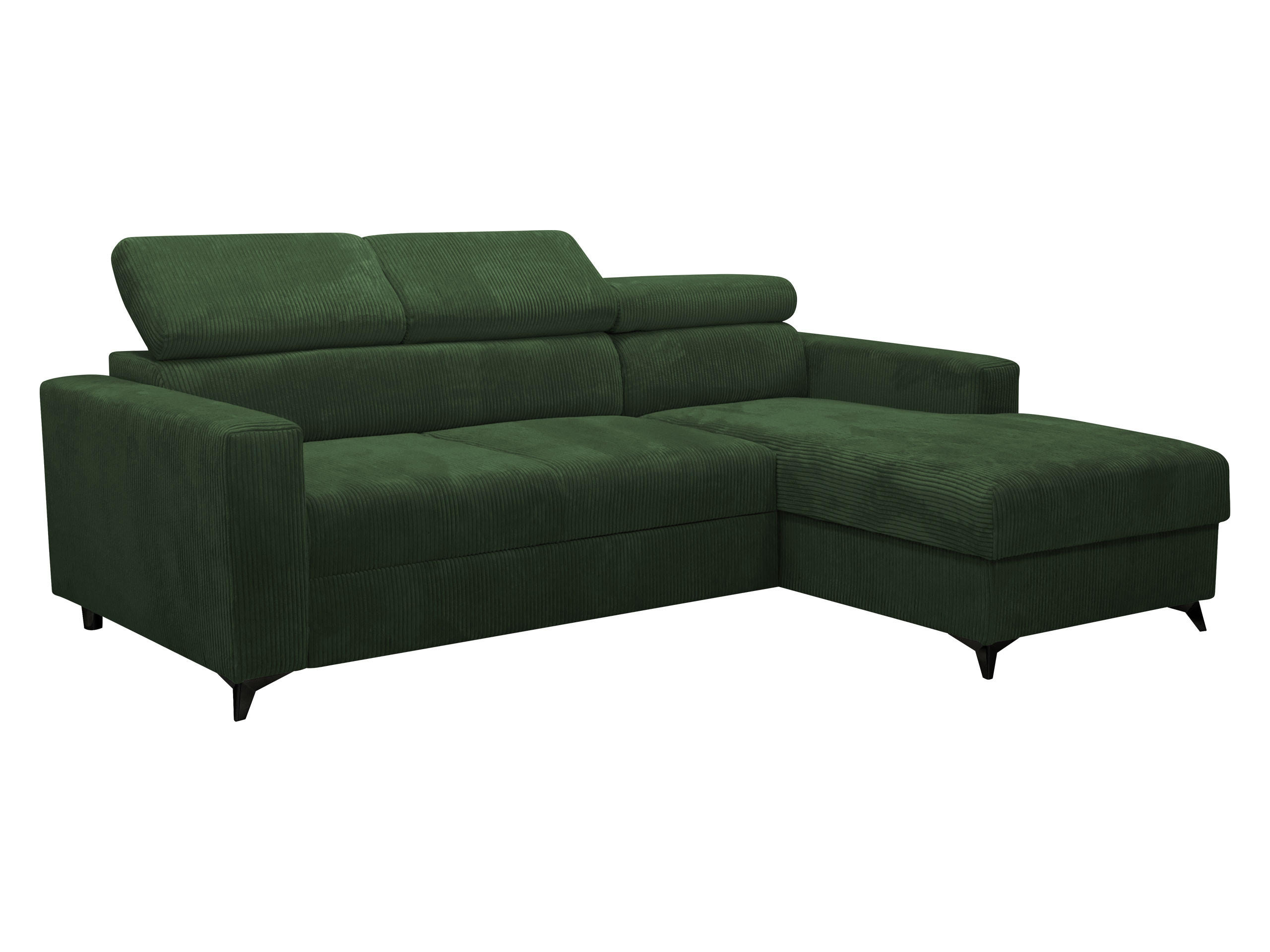 ECKSOFA Milano Premium Cord, Seite: Rechts 2R+LC - Schwarz/Grün, Holz/Textil (236/172cm) - MIRJAN24