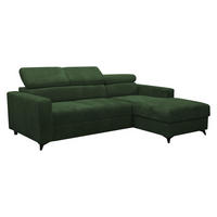 ECKSOFA Milano Premium Cord, Seite: Rechts 2R+LC - Schwarz/Grün, Holz/Textil (236/172cm) - MIRJAN24