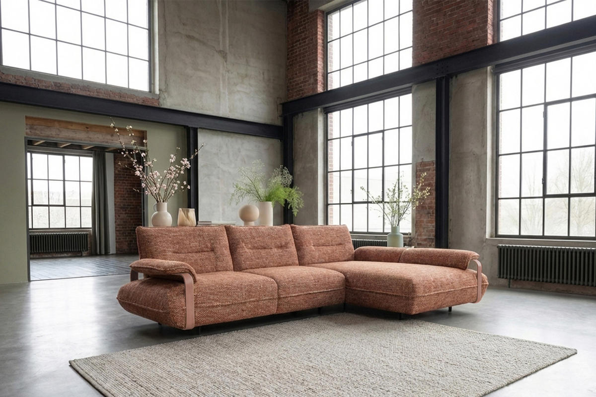ECKSOFA ANISSA Braun Flachgewebe - Dunkelbraun/Schwarz, Kunststoff/Textil (185/297cm) - KAWOLA