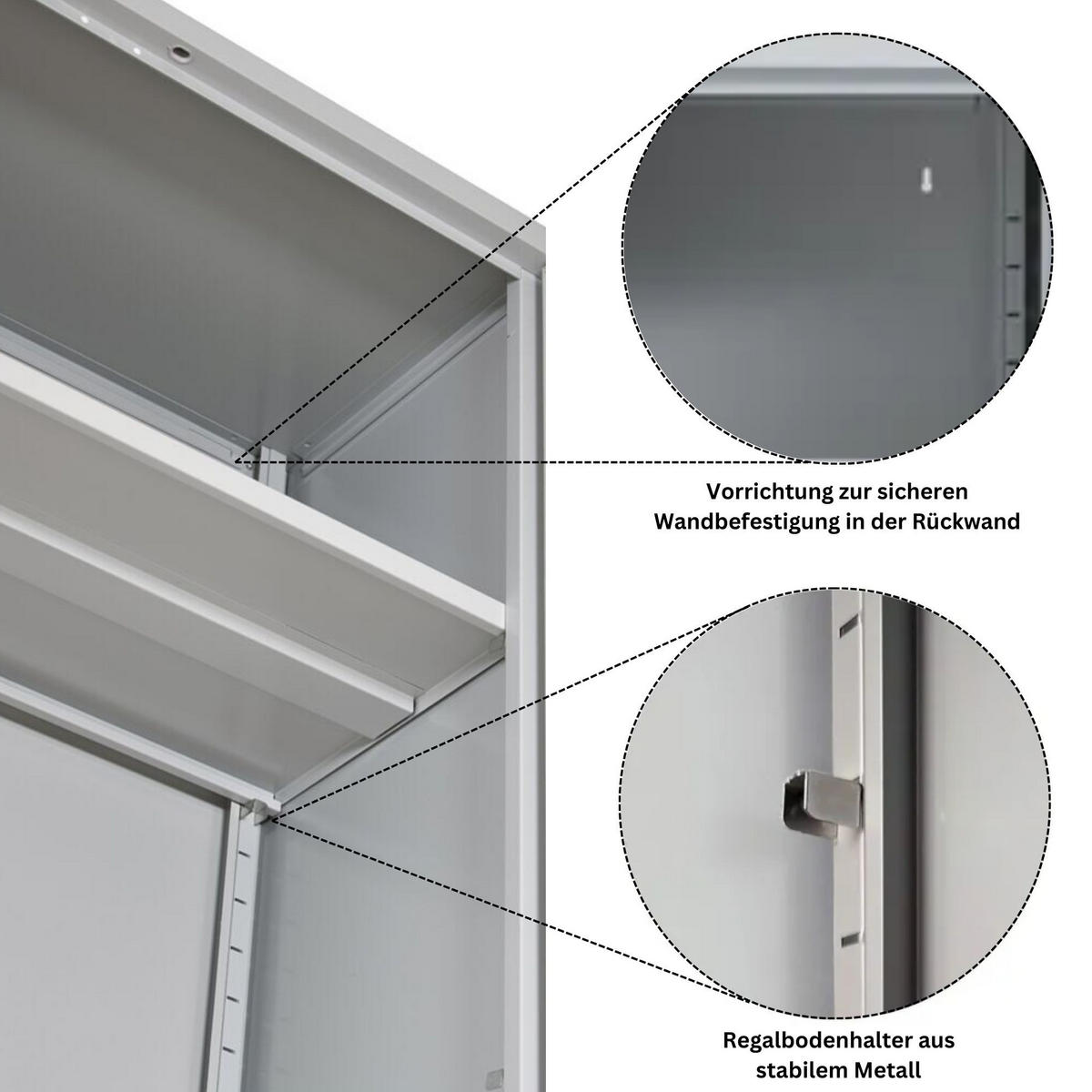 STAHLSCHRANK Bee mit 6 lackierten Fachböden 195x120x50 cm Korpusfarbe Lichtgrau Frontfarbe Enzianblau - Blau, Metall (120/195/50cm)