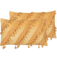 DEKOKISSEN 2er-Set Senfgelb 30/50 cm Ayroor 2Er Set - Dunkelgelb, Naturmaterialen/Textil (30/50cm) - Beliani