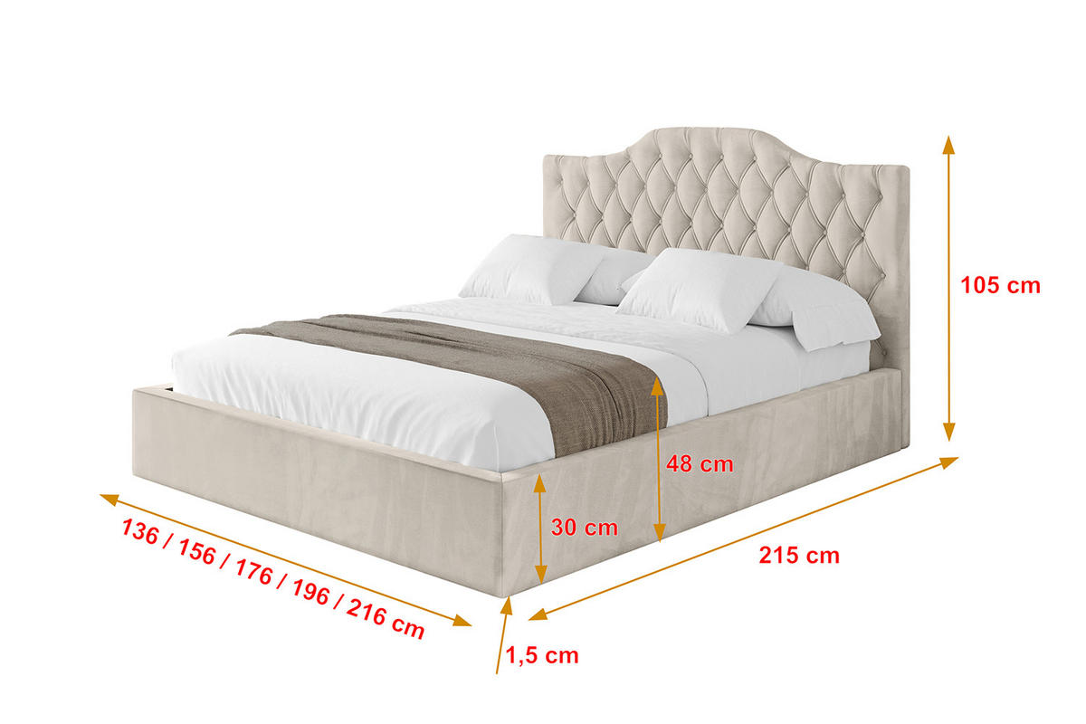POLSTERBETT mit Bettkasten und Lattenrost, Boxbett ohne Matratze - FALIO 180x200 Beige - Beige, Holzwerkstoff/Textil (180/200cm) - ALTDECOR