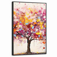 LEINWAND Bilder mit Rahmen - Aquarell - Baum - Kunst - Abstrakt - 60x90 - Multicolor, Textil (60/90cm) - MuchoWow
