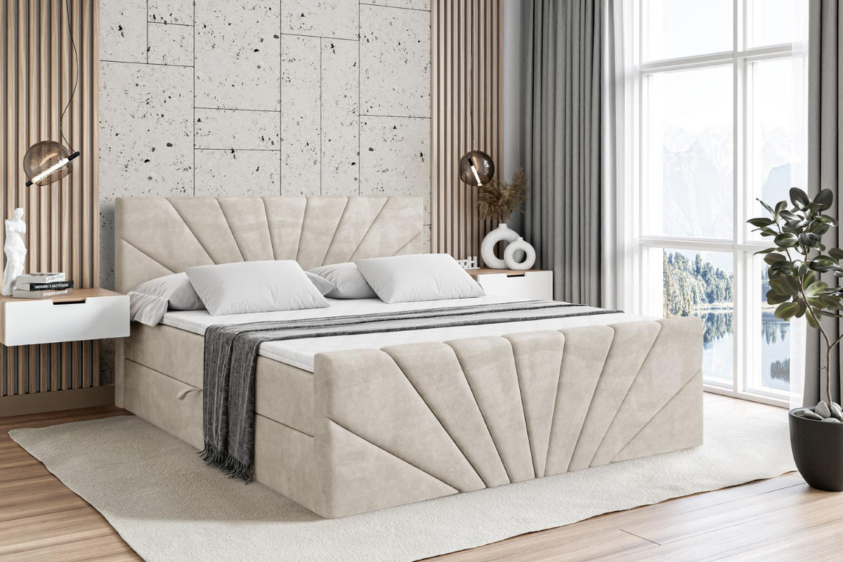 AMERICKÁ postel MILTIO-Z – 200 x 200 cm – H4 – ecru - ecru, kompozitní dřevo (200/200cm) - ALTDECOR
