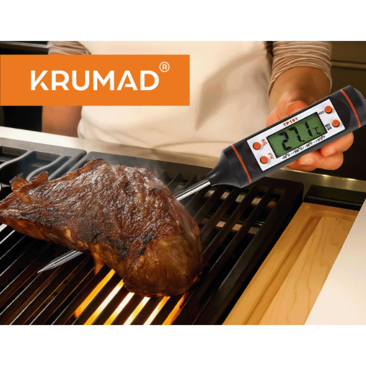 KÜCHENTHERMOMETER Digitales Thermometer - Schwarz, Metall - KRUMAD