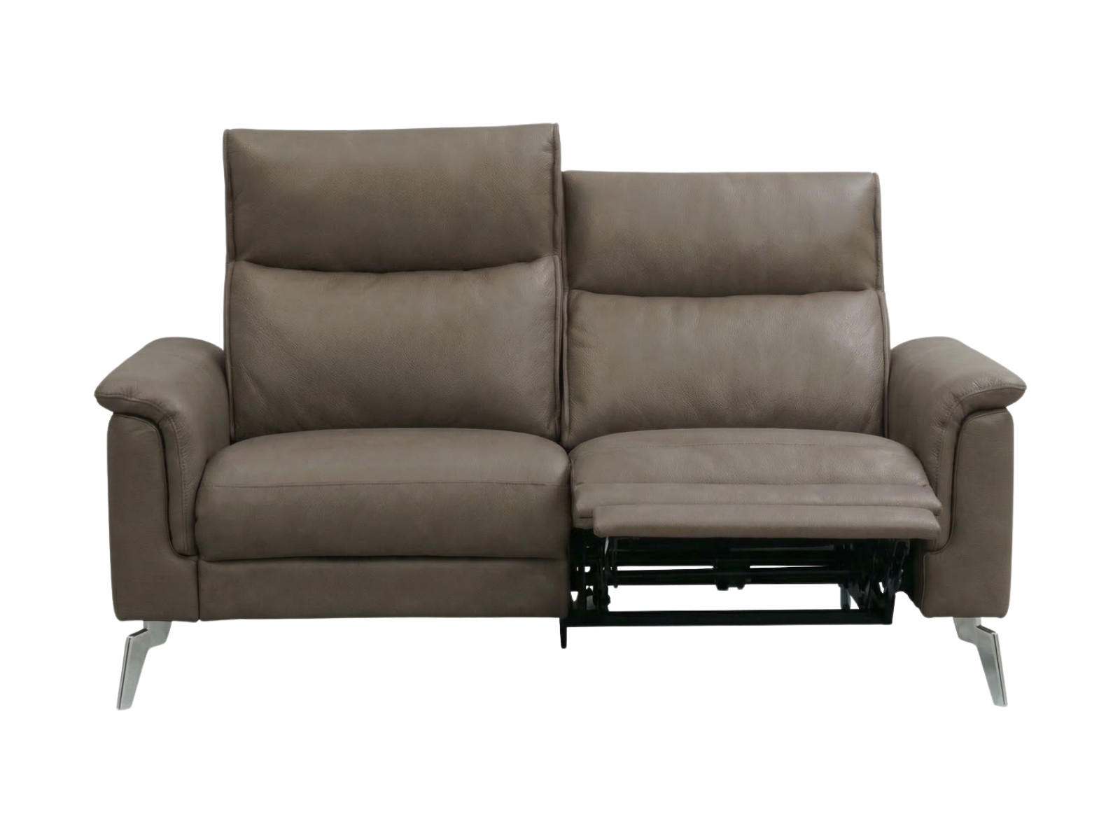 2-SITZER Sofa Borea Echtleder mit 1 x Relaxfunktion Greige - Greige, Leder/Metall (176/102/98cm)