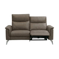 2-SITZER Sofa Borea Echtleder mit 1 x Relaxfunktion Greige - Greige, Leder/Metall (176/102/98cm)