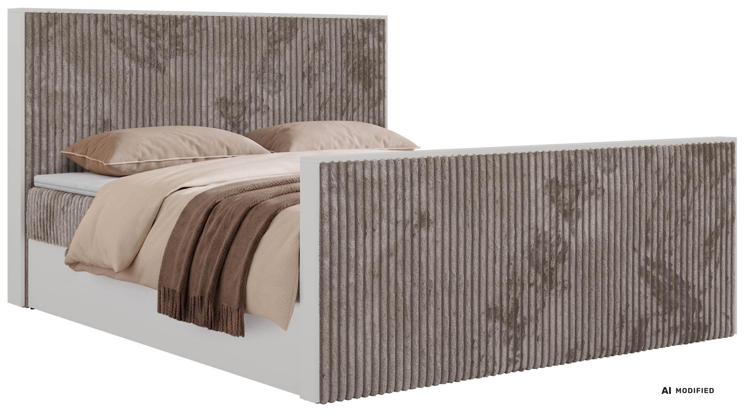 KONTINENTÁLNÍ POSTEL TRAVIT DUO 140/200 - Světle hnědá Manšestr - Topper T25 - H3 - černá/světle hnědá, textil/plast (140/200cm) - MKS