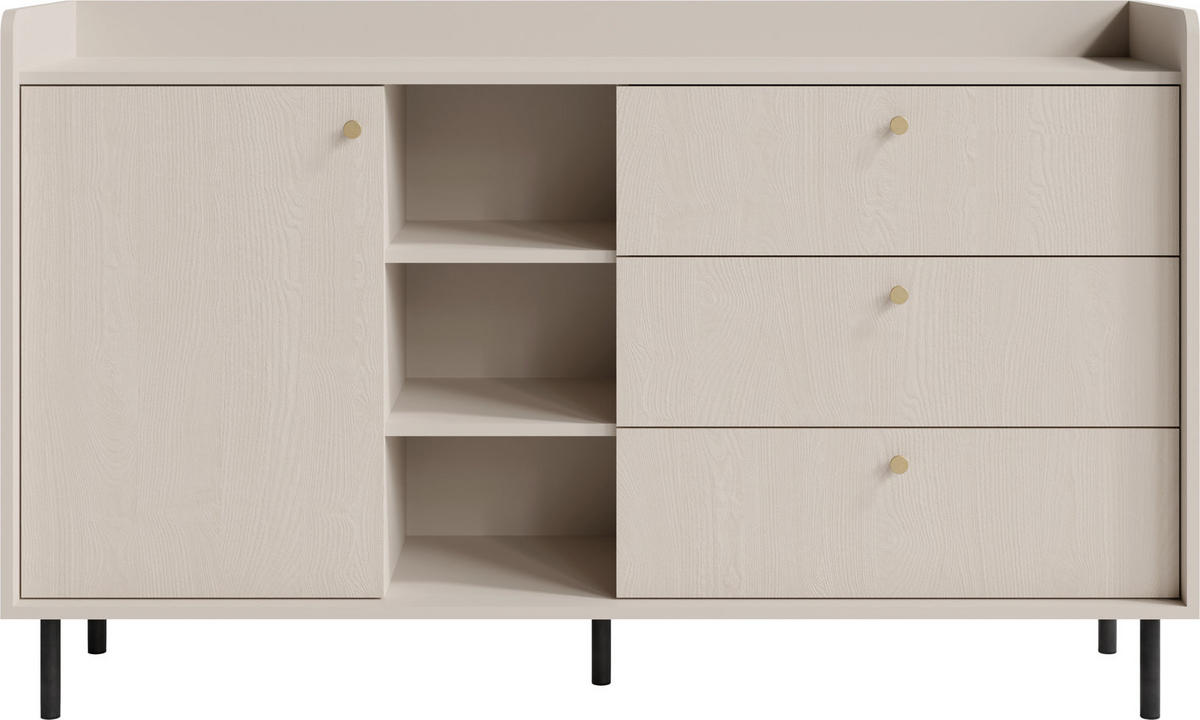 KOMMODE ASTREA 153,5/91/42cm mit 3 Schubladen 1 Türen Beige - Beige, Holzwerkstoff (153.5/91/42cm) - MASSENO