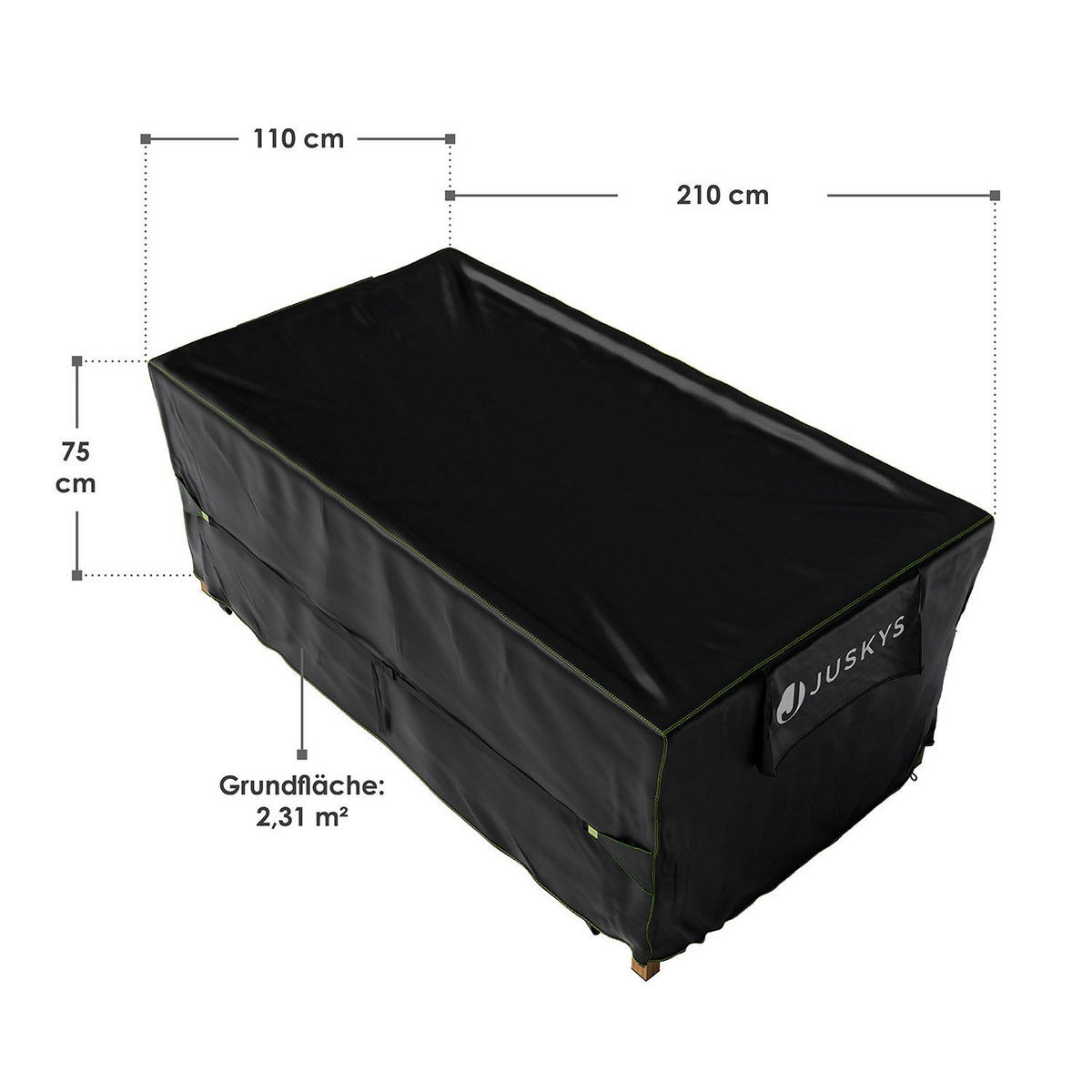 GARTENMÖBELABDECKUNG CoverSafe Pro schwarz - Schwarz, Kunststoff (110/75/210cm) - Juskys