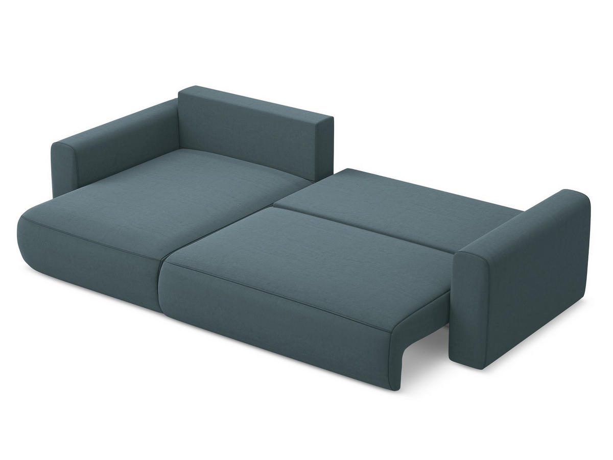 ECKSOFA mit Schlaffunktion Samt Stoff Blau - Blau/Petrol, Kunststoff/Textil (149/278cm) - Makamii