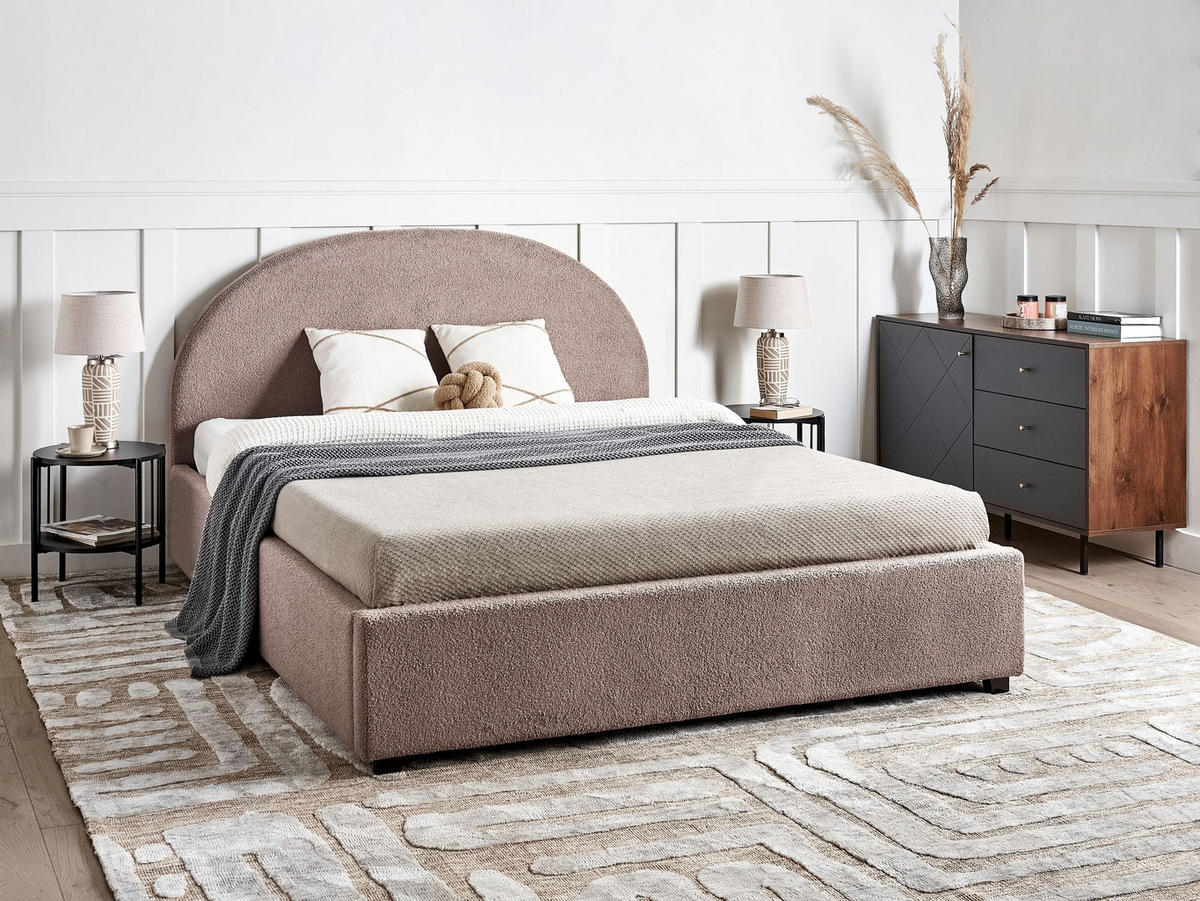 BETT mit Stauraum 160x200 cm Beige Vaucluse - Taupe, Textil (160/200cm) - Beliani