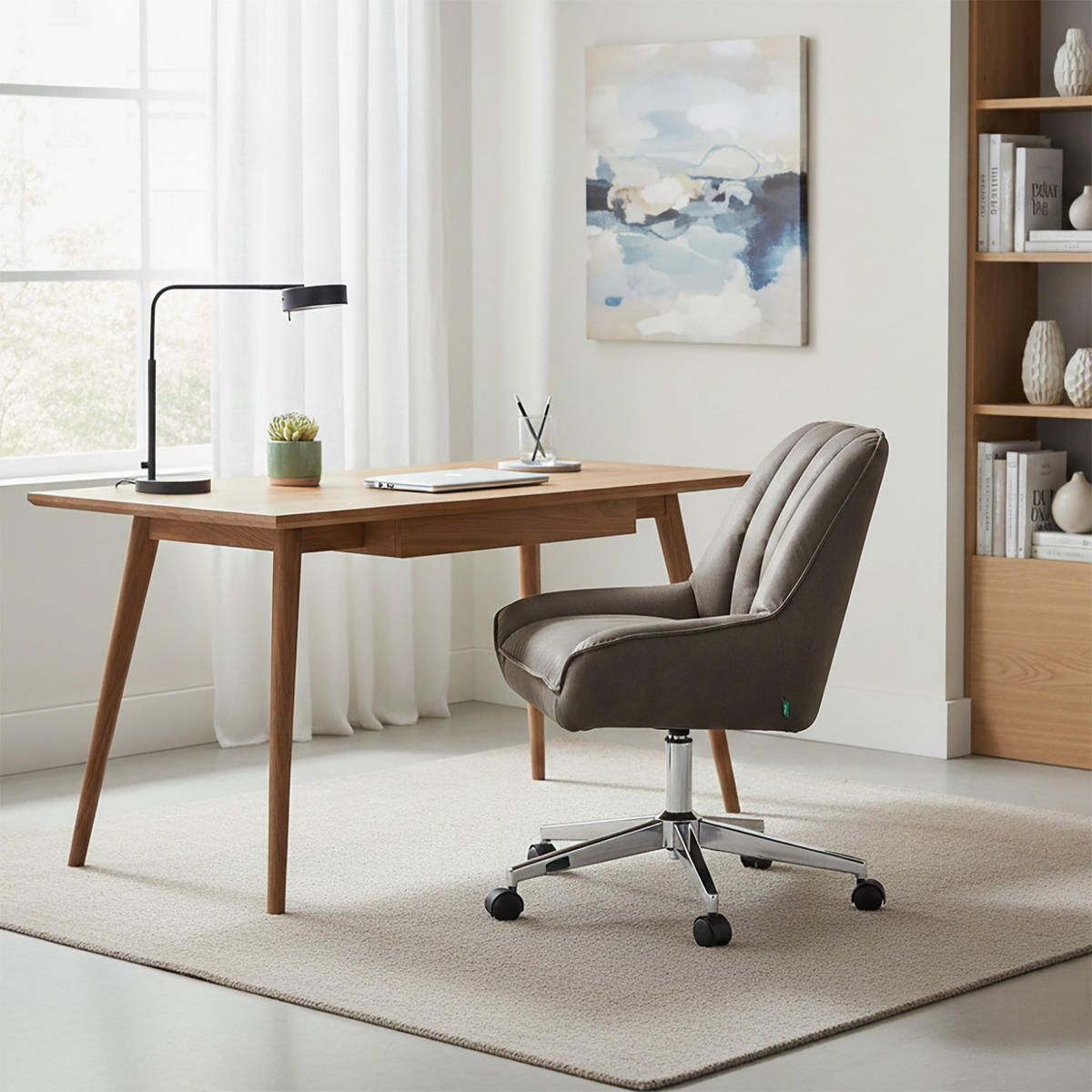 BÜROSTUHL Mika-Megan 2er-Set - Taupe/Chromfarben, Textil/Metall (60/85/68cm) - DUBI Möbel