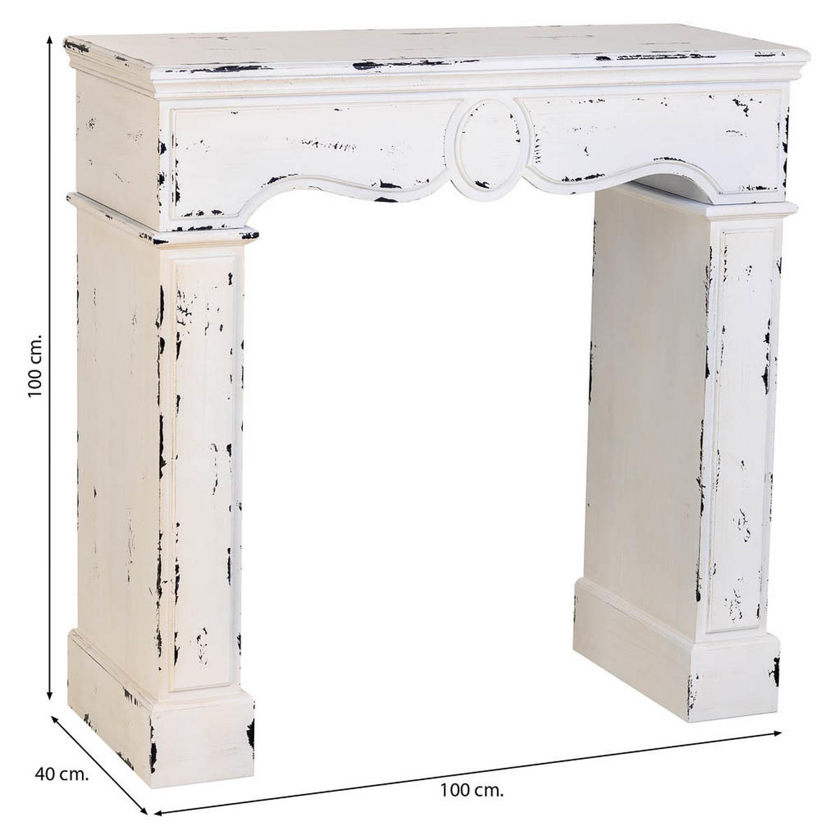 KAMINEINFASSUNG aus Holz 100x40x100 cm - Weiß, Holz (100/100/40cm) - Wanderlust