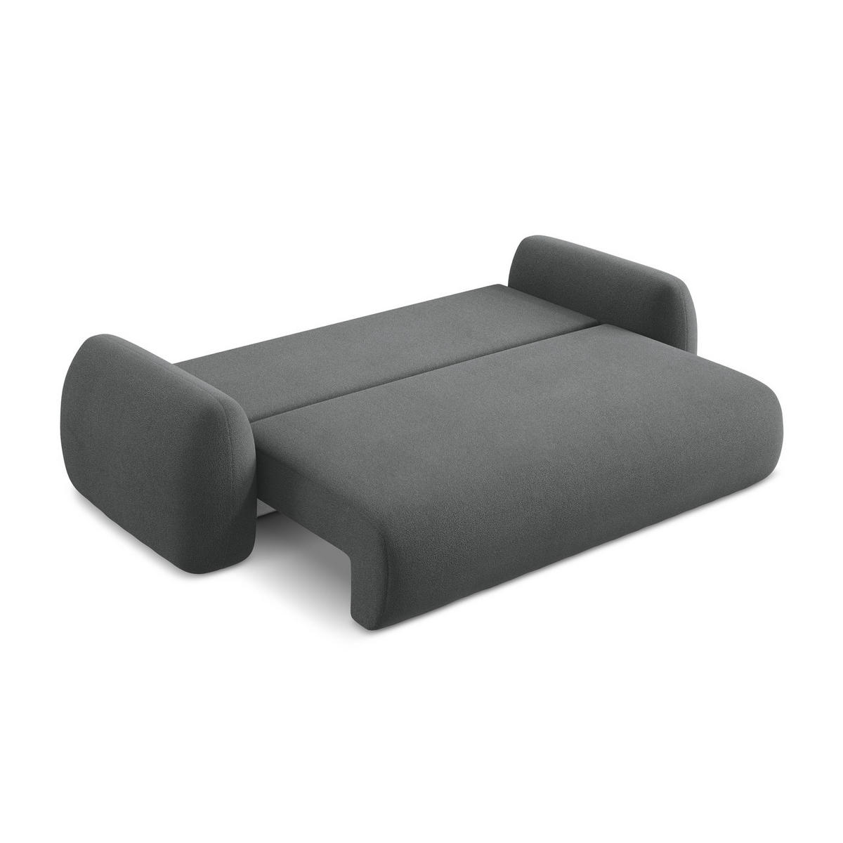 3-SITZER SOFA mit Schlaffunktion Bouclé Stoff Grau - Dunkelgrau/Schwarz, Holzwerkstoff/Kunststoff (266/95/121cm) - LaMiaSofa