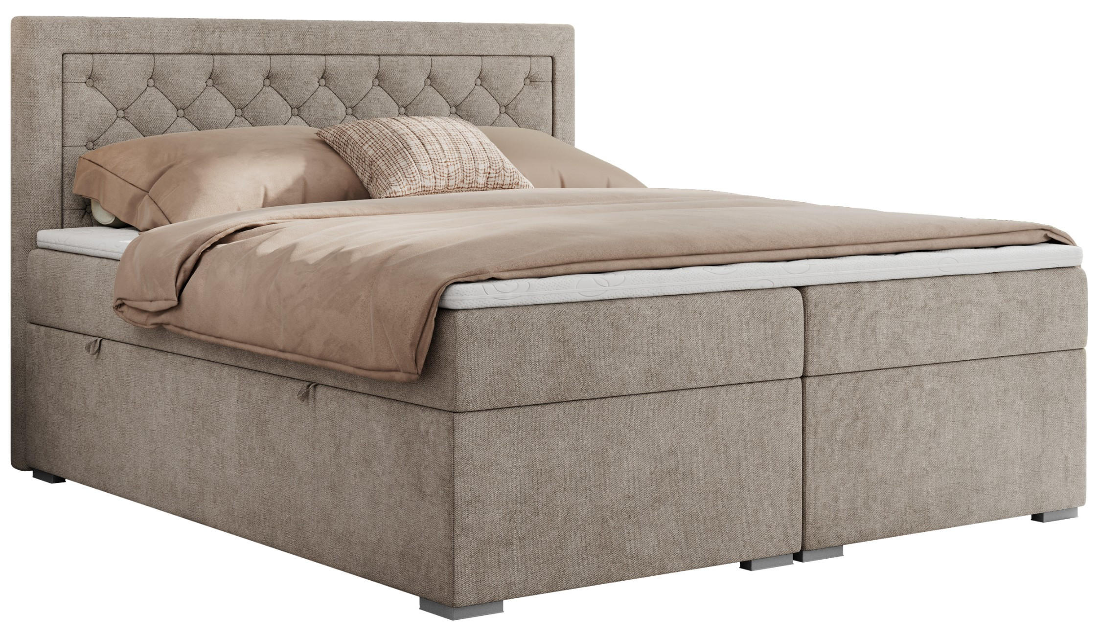 BOXBETT JASIR 120/200 - Beige Strukture - H3 - Beige, Holz/Textil (120/200cm) - MKS