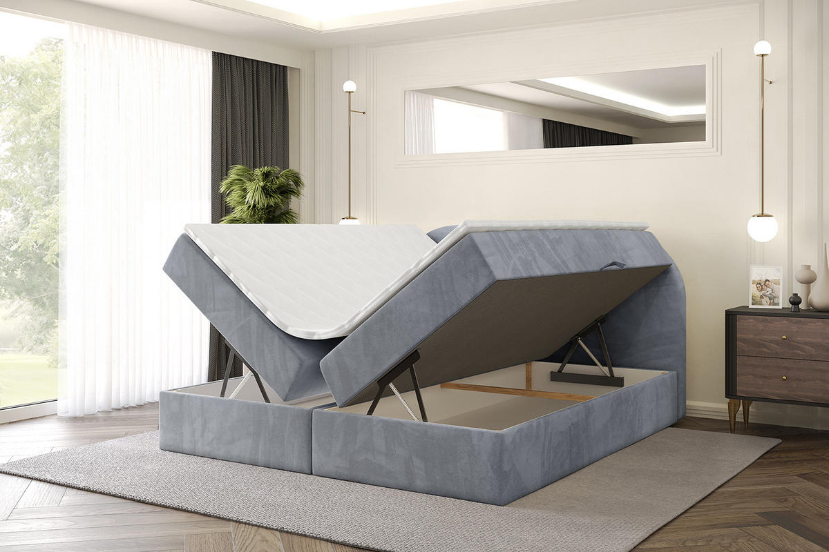 BOXBETT mit Matratze H3 und Lattenrost - NOX - 160x200 - Grau Casablanca - Grau, Holzwerkstoff/Kunststoff (160/200cm) - ALTDECOR