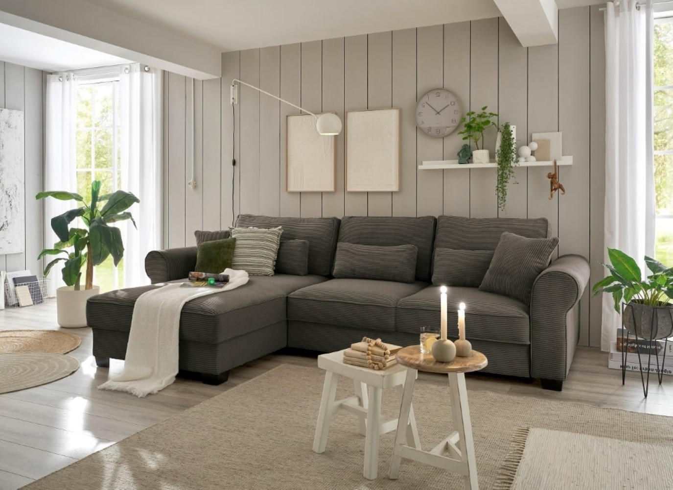 Thumbnail - ed exciting design Ecksofa, Braun, Textil, 3-Sitzer, seitenverkehrt montierbar,L-Form, 318x197 cm, Wohnzimmer, Sofas & C...
