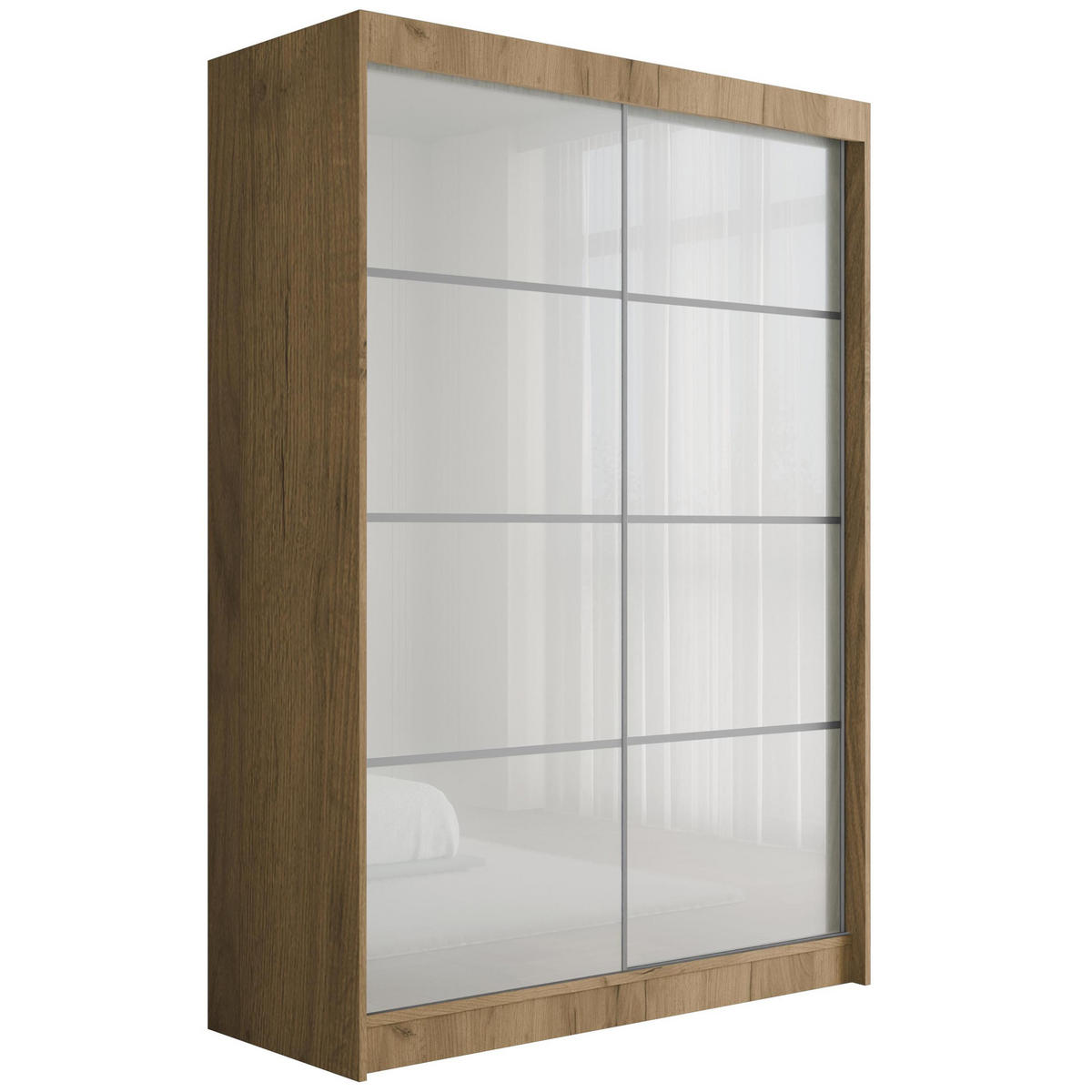 KLEIDERSCHRANK PEKA III - 120 cm - Braun|Weiß - Braun/Weiß, Holzwerkstoff (120/215/61cm) - ALTDECOR