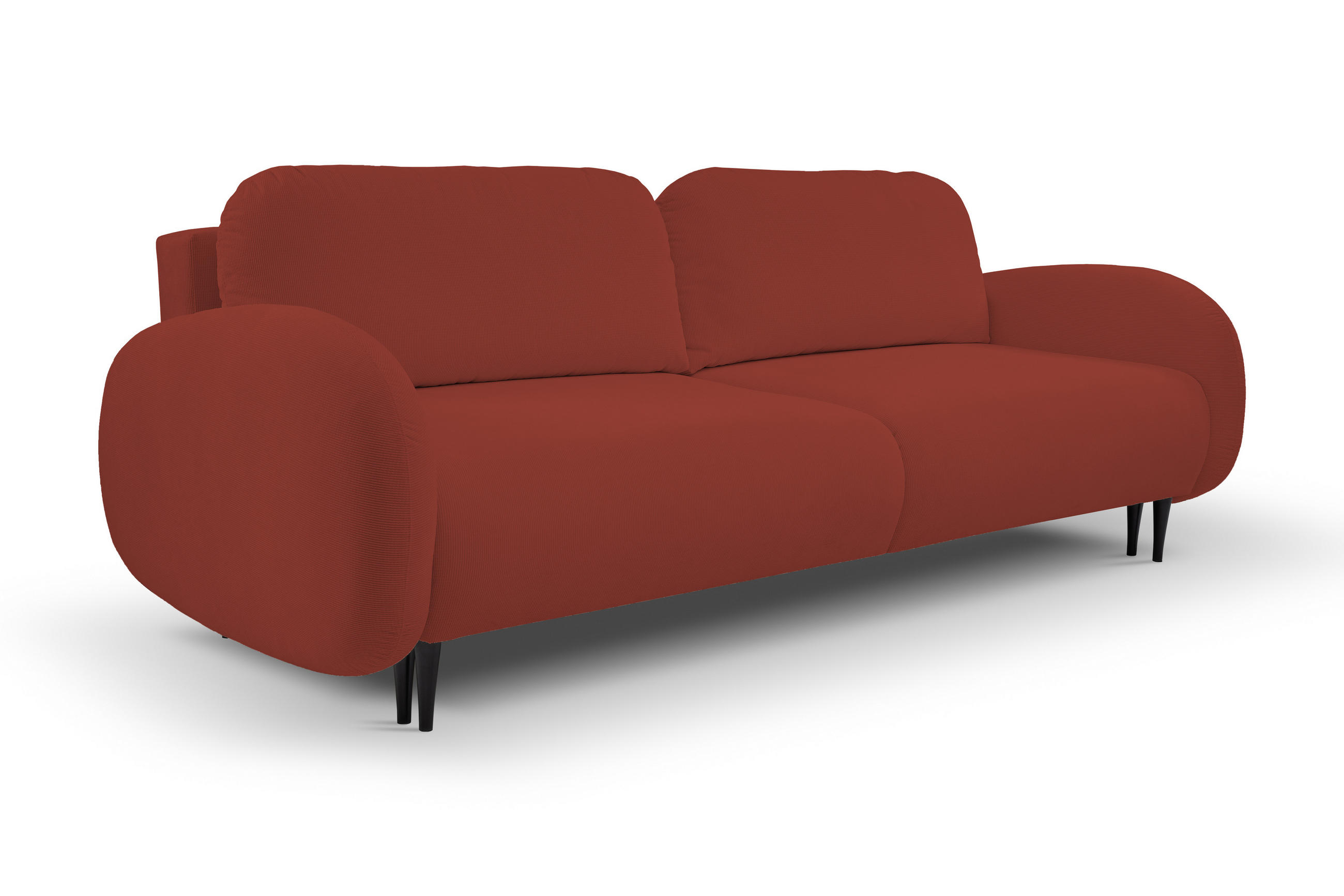 SOFA SOFT RunAgin Mit Schlaffunktion Und Bettkasten, PUR-Schaum, Schwarze Kunststofffüße, lose Rückenkissen, freistehend, 232x109x95 cm Red - Rot, Holz/Textil (232/95/109cm) - DomoHome