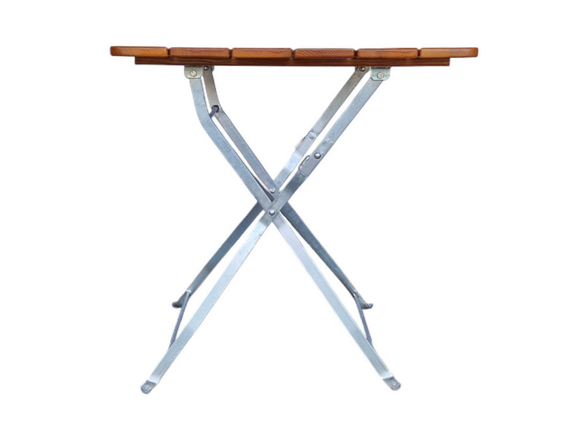 BIERGARTENTISCH BERGTAL 74x70x70cm Klappbar Eschenholz Silber/Braun 2 Peronen - Braun, Holz (70/70/74cm) - CHEFGASTRO