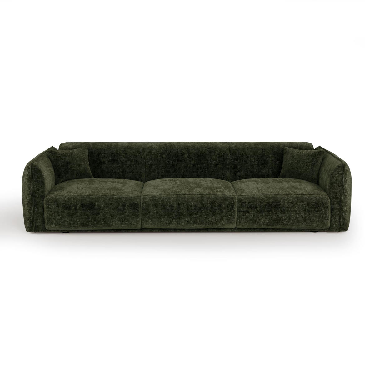 SOFA LUSH Gemusterter Samt Khaki-Grün 235cm - Dunkelgrün/Olivgrün, Textil (235/72.5/90cm) - Premium Interiors