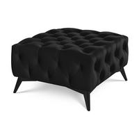 HOCKER Chesterfield Whitby Schwarz Samt mit schwarzen Füßen - Schwarz, Holz/Textil (80/45/80cm) - S-Style Möbel