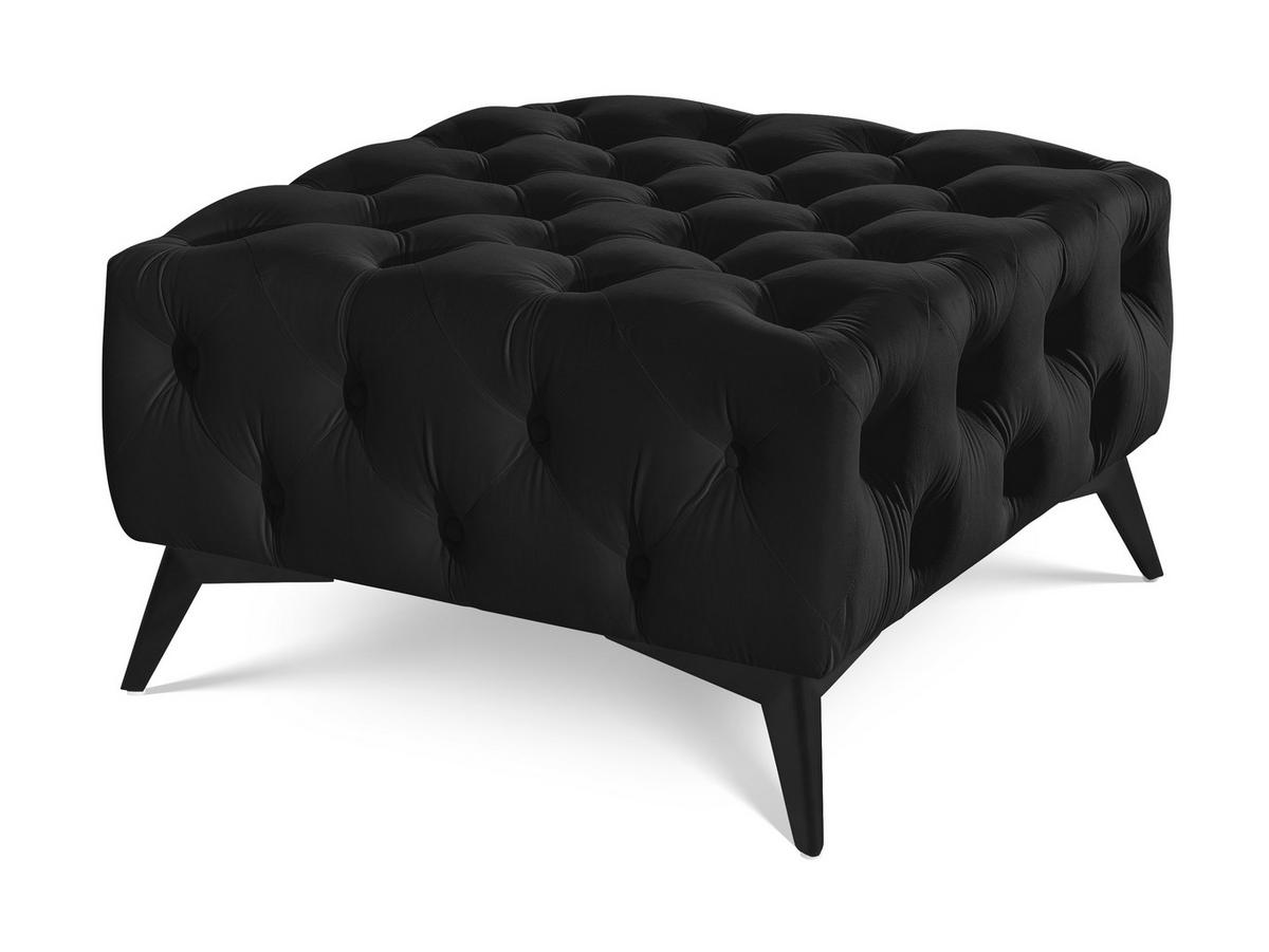 HOCKER Chesterfield Whitby Schwarz Samt mit schwarzen Füßen - Schwarz, Holz/Textil (80/45/80cm) - S-Style Möbel