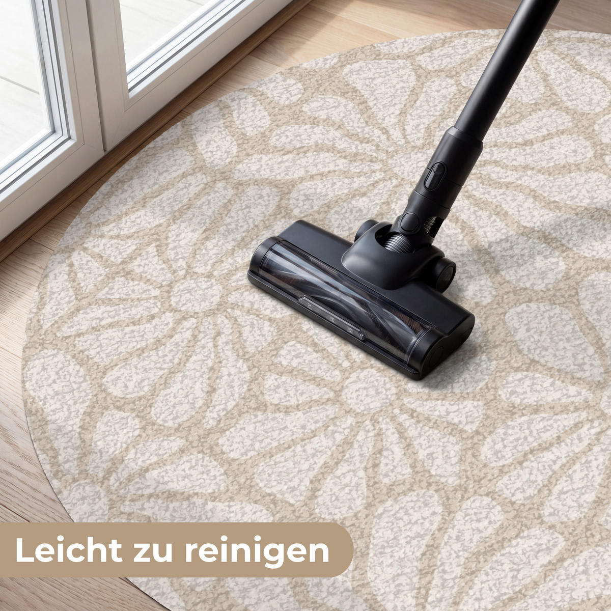 FUSSMATTE Floral - Druck - Beige - Braun - Minimalistisch Schmutzfangmatte 120x120 cm - Sandfarben, Kunststoff (120/120cm) - MuchoWow
