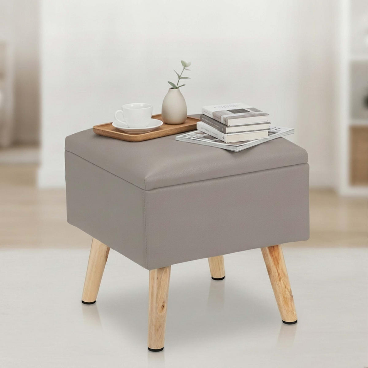 SITZHOCKER Grau Stauraum - Multicolor, Holz/Holzwerkstoff (40/40/40cm) - Relaxdays
