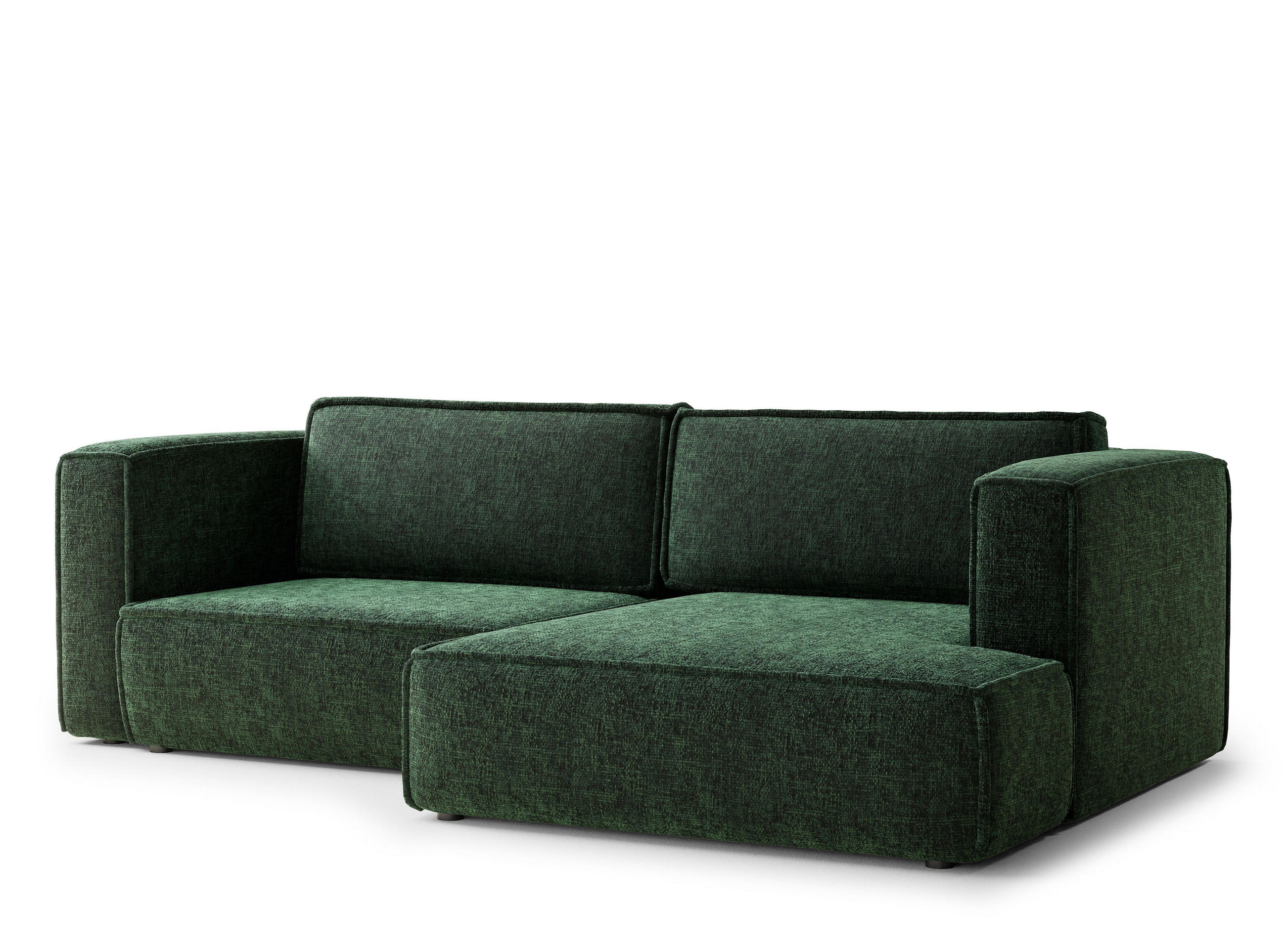 ECKSOFA MIT SCHLAFFUNKTION Velto Dunkelgrün Chenille-Stoff - Dunkelgrün/Schwarz, Holz/Holzwerkstoff (250/152cm) - Maison de Reve