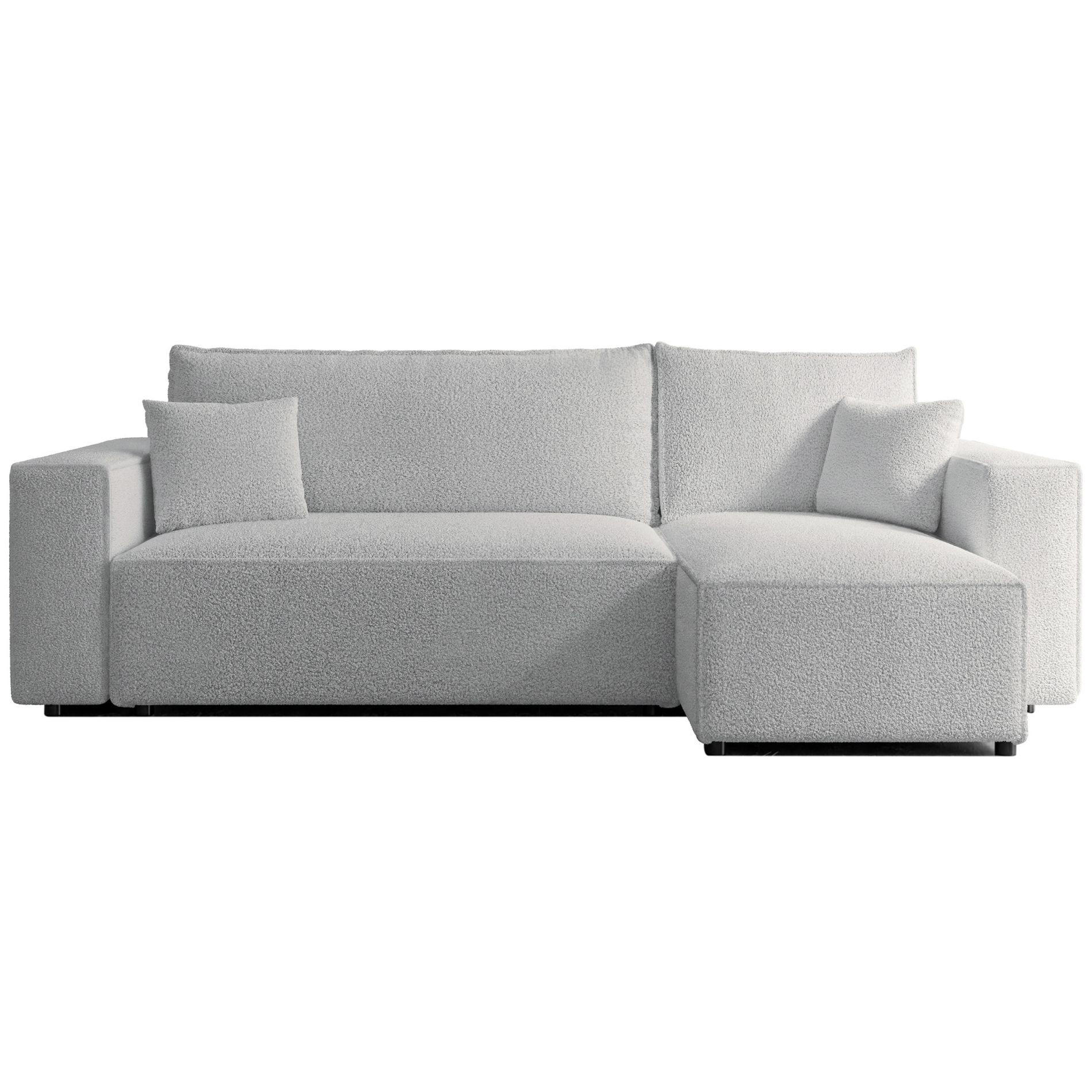 ECKSOFA Scarlo Hellgrau Bouclé-Bezug - Hellgrau/Schwarz, Kunststoff/Textil (244/145cm) - Selsey