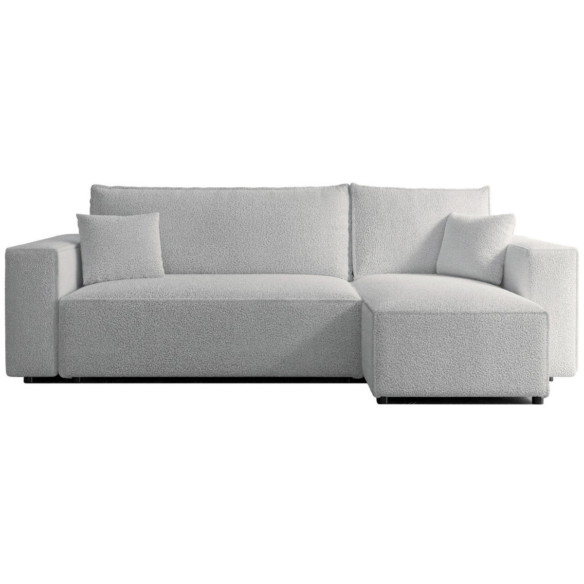 ECKSOFA Scarlo Hellgrau Bouclé-Bezug - Hellgrau/Schwarz, Kunststoff/Textil (244/145cm) - Selsey