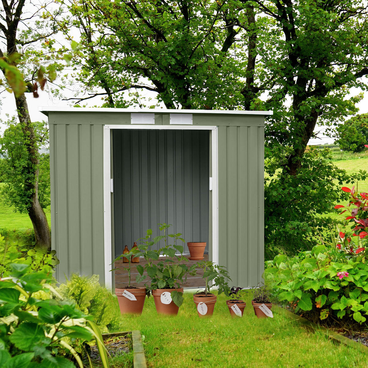 GERÄTEHAUS Metall P100 Grün - Grün, Metall (130/173/213cm) - HATTORO