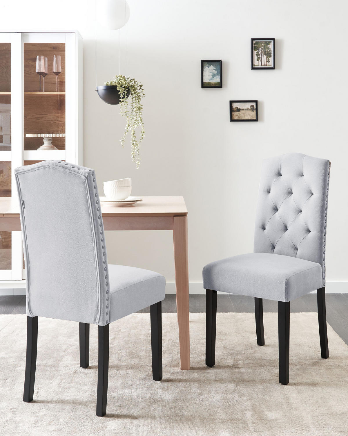 ESSZIMMERSTUHL 2er-Set Polsterbezug Grau Shirley - Grau, Holz/Textil (46/103/60cm) - Beliani