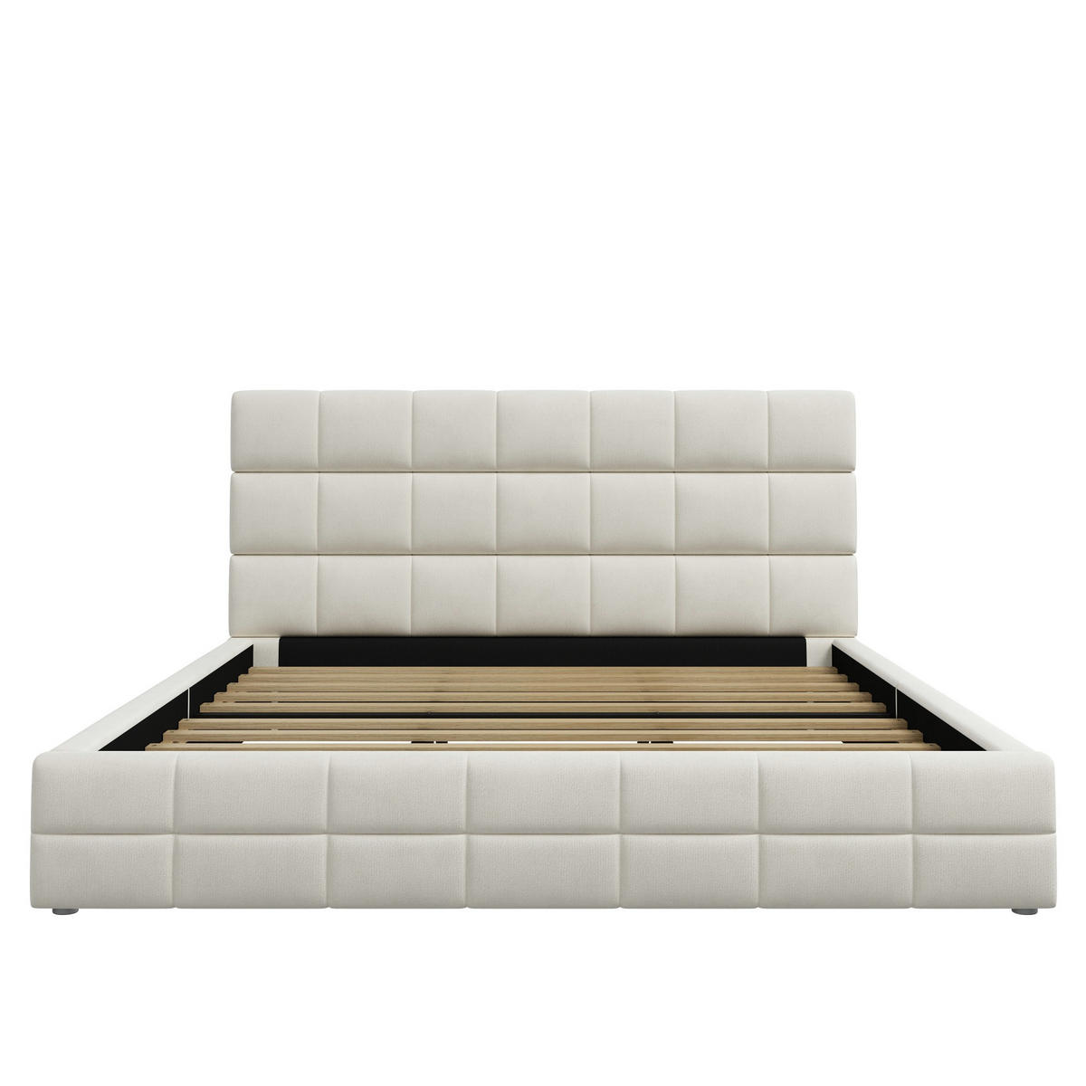 POLSTERBETT 180/200 cm in Beige mit Kopfteil Samt - Beige, Holzwerkstoff/Textil (180/200cm) - CHICFURN